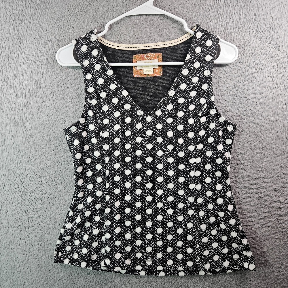 Maeve Anthropologie Sleeveless Top Women Small Pullover Stretch Polka Dot Black